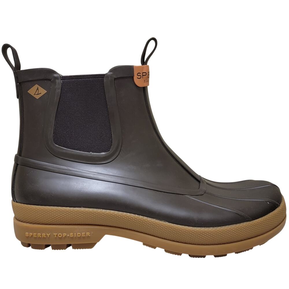 Sperry Men Cold Bay Chelsea Waterproof Rain Boots Size US 9M Brown Gum Rubber - Picture 2 of 5